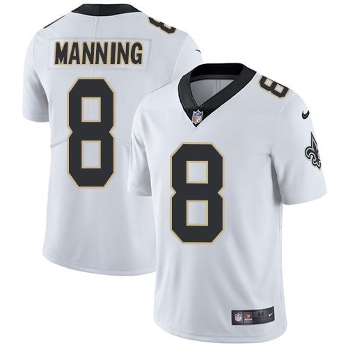 Men New Orleans Saints 8 Archie Manning Nike White Vapor Limited NFL Jersey